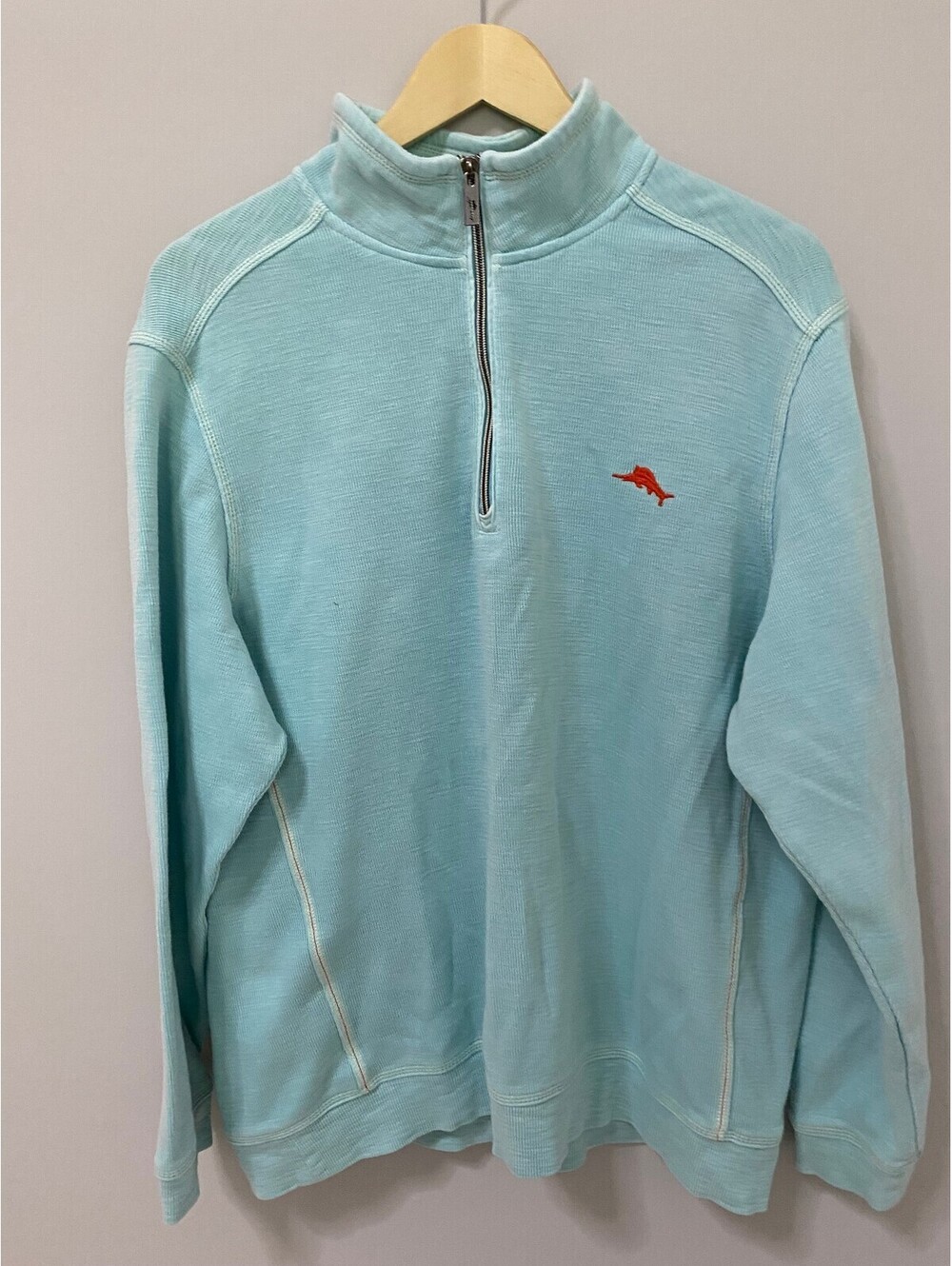 Tommy Bahama Light Blue 1/4 Zip Pullover Sweatshirt Large